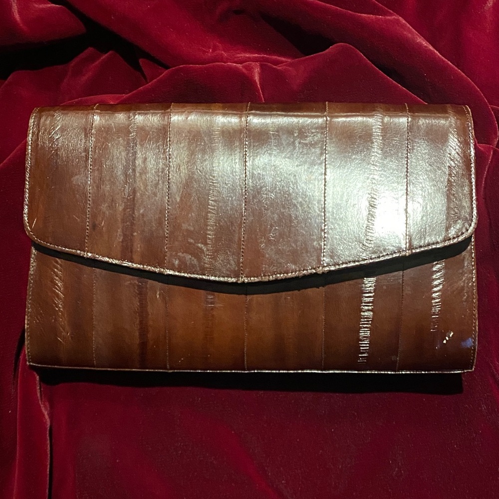Classic Brown EEL skin  Envelope Clutch